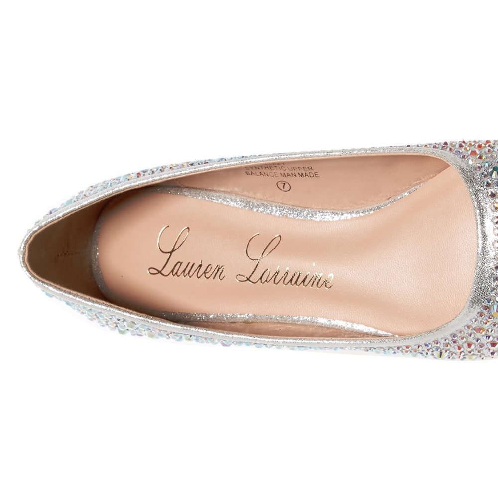 Lauren Lorraine New Crystal Jewel Flats Shoe BLACK Women's 5.5 NIB Last! - Picture 8 of 11
